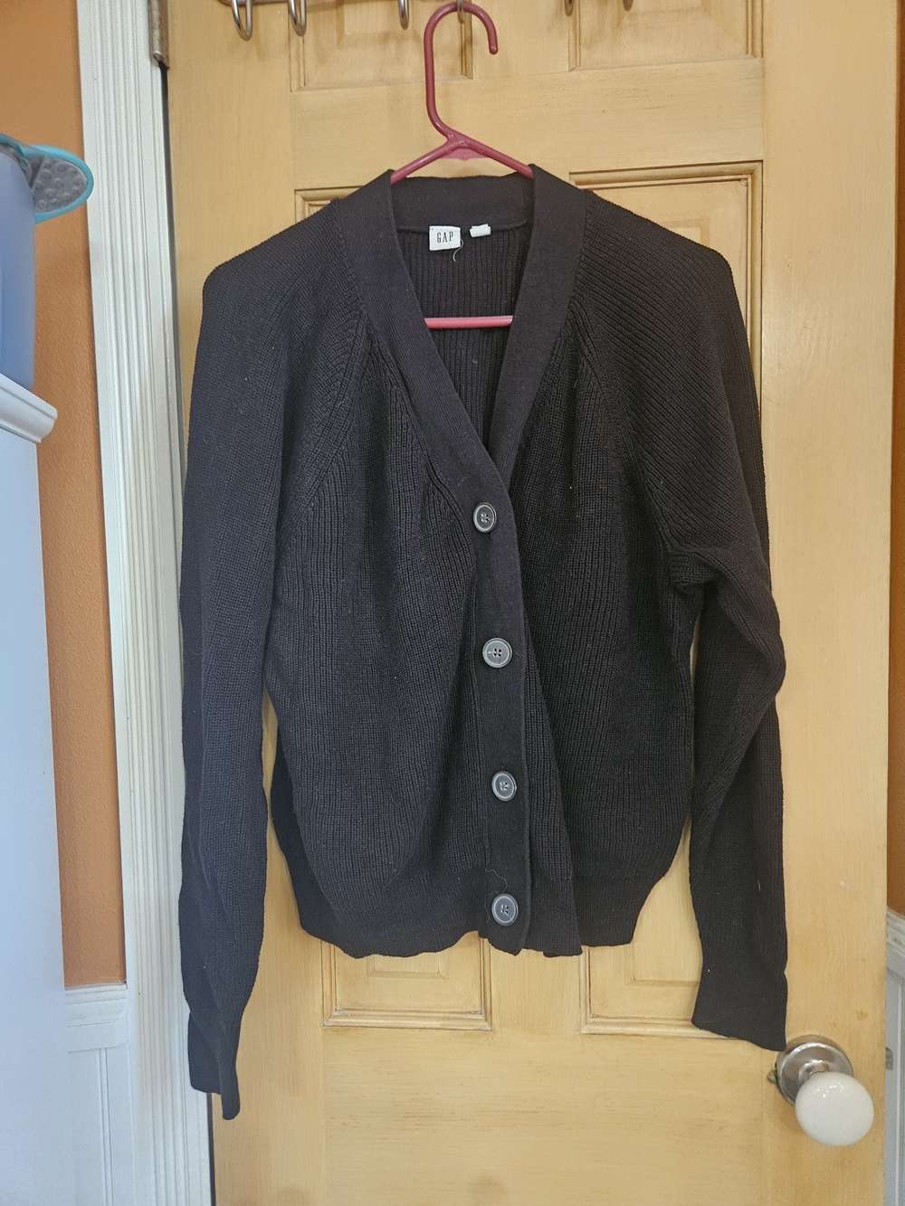 GAP Black V-Neck Button Cardigan Sweater
